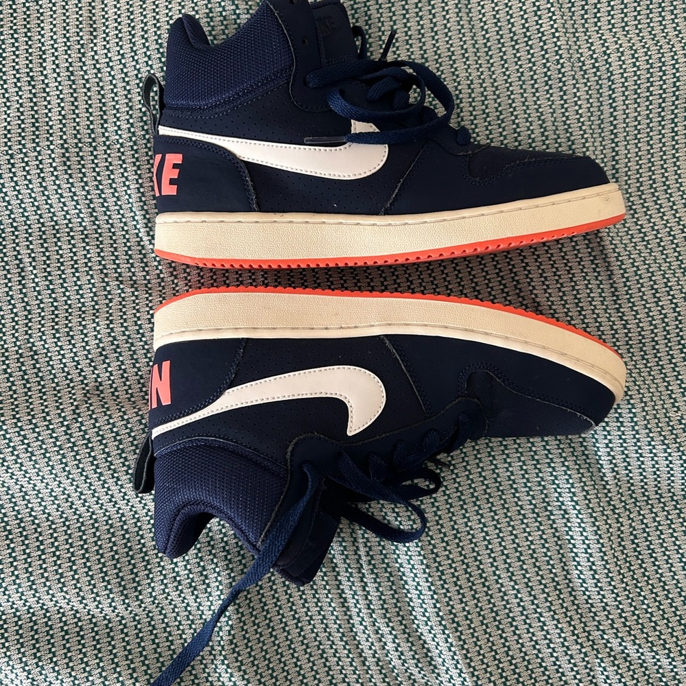 Nike Navy and Pink High-Top Sneakers